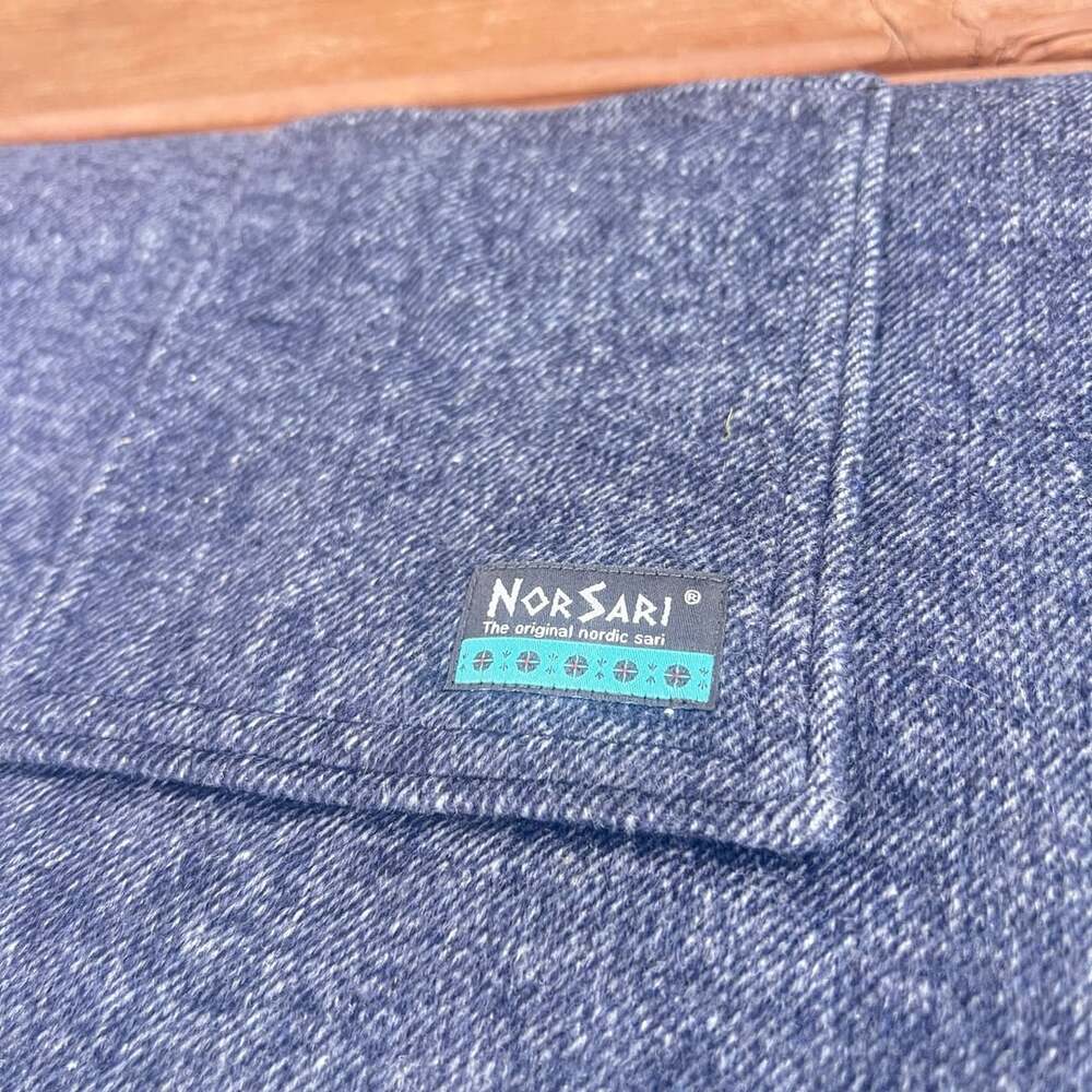 Norsari Nordic Sari Size Small Indigo Herringbone Wool Acrylic Wearable Blanket